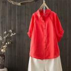 Puff-sleeve Ruffle Trim Tunic Shirt