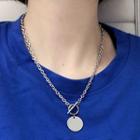 Stainless Steel Disc Pendant Necklace Silver - One Size