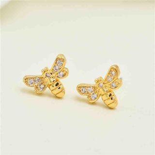 Rhinestone Bee Earrings