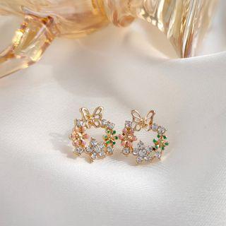 Alloy Butterfly Rhinestone Flower Earring