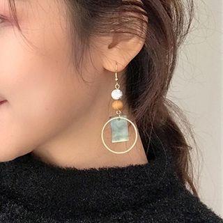 Non-matching Wood & Hoop Dangle Earring