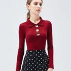 Button-up Collared Long-sleeve T-shirt