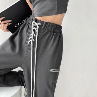 Lace Up-waist Loose Sweatpants