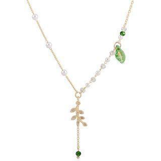 Leaf Faux Pearl Choker Gold - One Size