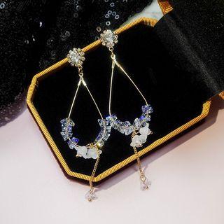 Rhinestone Droplet Dangle Earring Silver Needles - Rhinestone - One Size