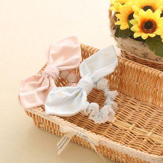 Embroidered Bow Hair Tie