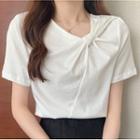 Short-sleeve Bow-front Plain Top