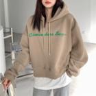Oversized Lettering Long-sleeve Cropped Hoodie