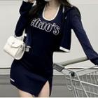 Halter Lettering Mini Dress / Cardigan