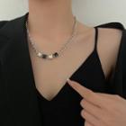 Rhinestone Chunky Chain Necklace Black & White Rhinestone - Silver - One Size