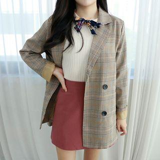 Petite Size Loose-fit Plaid Blazer