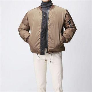 Reversible Duck-down Padded Flight Jacket Black & Beige - One Size