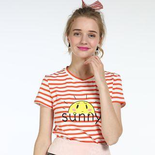 Sun Print Striped Short-sleeve T-shirt