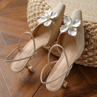 Flower Accent Stiletto Heel Sandals