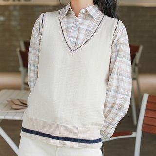 Contrast Lining Knit Vest