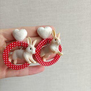 Rabbit Heart Resin Dangle Earring