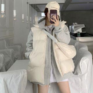 Plain Sleeveless Padded Coat / Plain Crossbody Bags