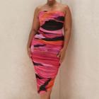 Strapless Patterned Bodycon Dress