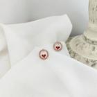 Rhinestone Heart Hoop Earring 1 Pair - Earring - Silver & Red - One Size