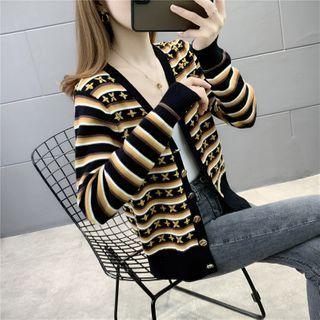 All Over Star Cardigan Black - One Size