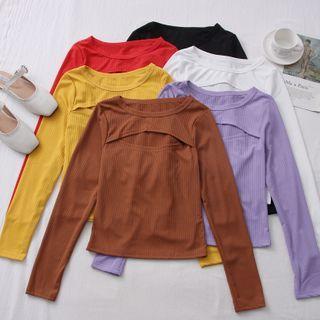 Cutout-front Slim-fit Crop T-shirt In 6 Colors