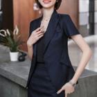 Spaghetti Strap Top / Short-sleeve Patterned Blazer / Pencil Skirt / Dress Pants