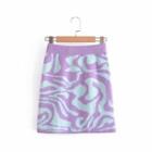 Patterned Knit Mini Pencil Skirt
