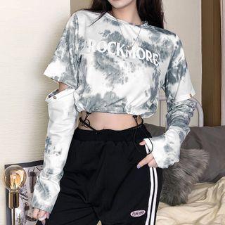 Lettering Tie Dye Cropped T-shirt