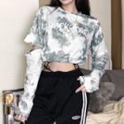 Lettering Tie Dye Cropped T-shirt