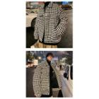 Houndstooth Padded Button-up Coat