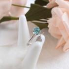 Bead & Mermaid Tail Open Ring 1 Pcs - Ring - Light Blue - One Size