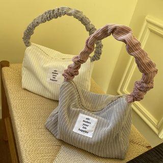 Contrast Strap Corduroy Shoulder Bag