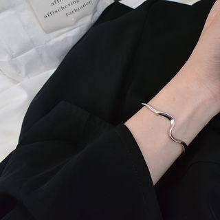 925 Sterling Silver Wavy Open Bangle Bangle - One Size