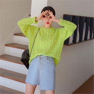 Crewneck Colored Cable Sweater
