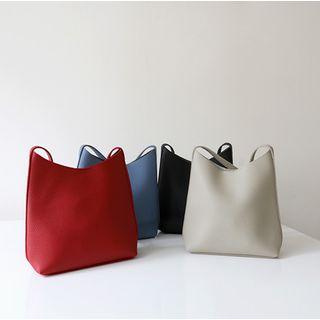 Buckled-strap Snap-button Shoulder Bag