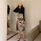 Printed A-line Skirt / Long-sleeved T-shirt