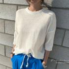 Drop-shoulder Rolled-edge Knit Top
