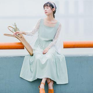 Lace Sleeve A-line Midi Dress