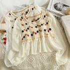 Patchwork Chiffon-panel Embroidered Light Top
