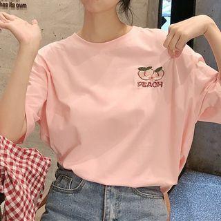 Lettering Loose T-shirt Pink - One Size