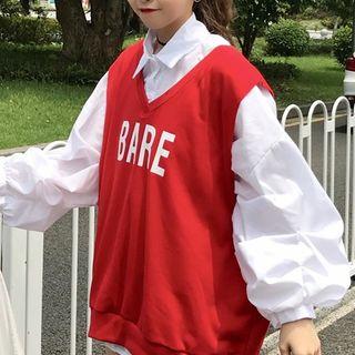 Set: Lettering Vest + Blouse
