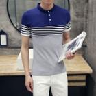Striped Panel Short Sleeve Polo Shirt