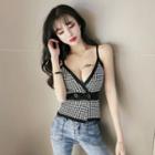 Houndstooth Knit Camisole Black - One Size