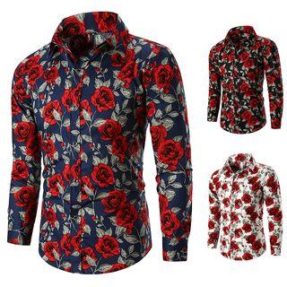 Long Sleeve Rose Print Shirt