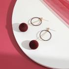 925 Sterling Silver Hoop & Bead Dangle Earring 1 Pair - Red - One Size