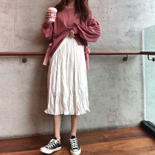 High-waist Crinkle Midi Skirt