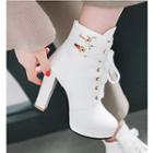 Faux Leather Buckled High-heel Ankle Boots
