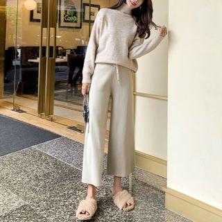 Set: Mock Neck Sweater + Wide Leg Pants