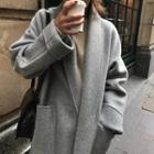 Open-front Long Coat Gray - One Size