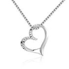 14k Italian White Gold Polished And Diamond-cut Hollow Heart Necklace (16), Women Jewelry In Gift Box